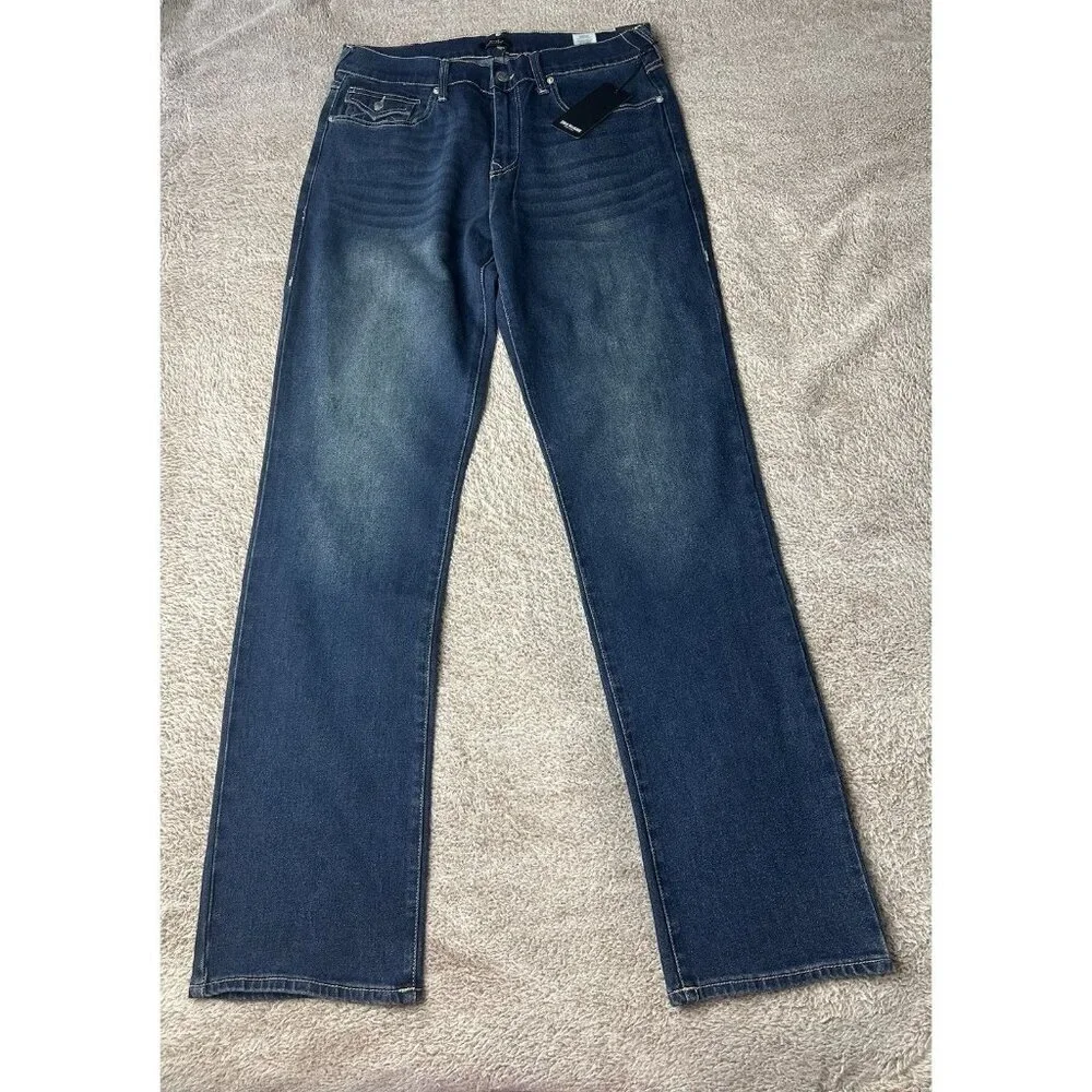 True Religion Ricky SN Flap Straight Jeans Men’s 33 Blue NWT $159
